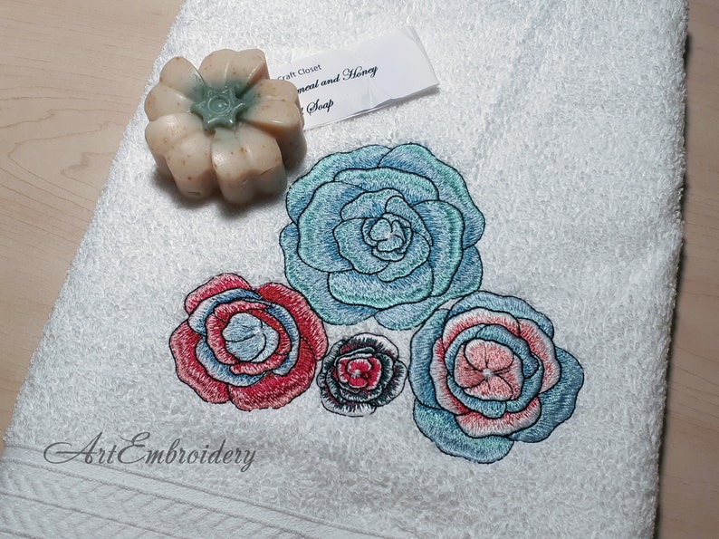 Paper Flowers Machine Embroidery Set of Single and Assembled Etsy