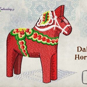 Dala Horse - Machine Embroidery Design for a Babies and Children of a series &quot;Old Toy&quot; in two sizes for hoop 4x4&quot; and 5x7&quot;