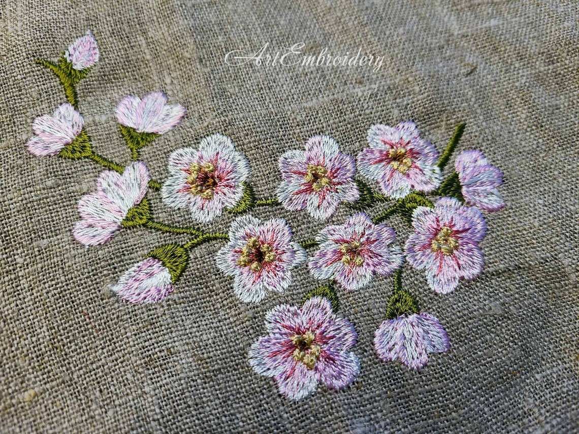 Apple Blossom Branch Machine Embroidery Design in 2 sizes Etsy