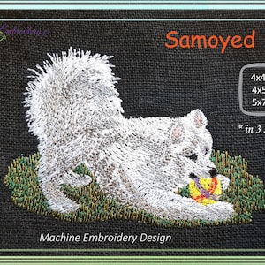 Samoyed Machine Embroidery Dog Design in three sizes