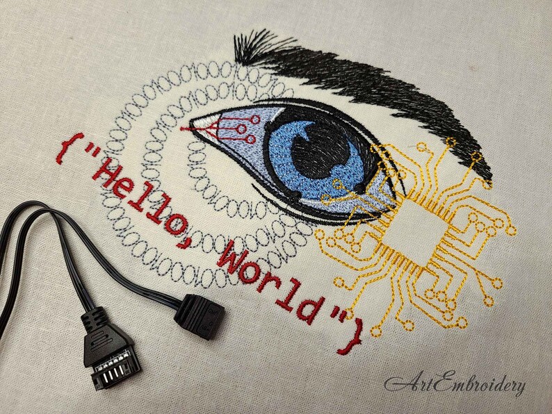 Computerprogrammeur Eye Machine borduurwerk ontwerpen (5 x 7, 6 x 8) (digitale download) afbeelding 8