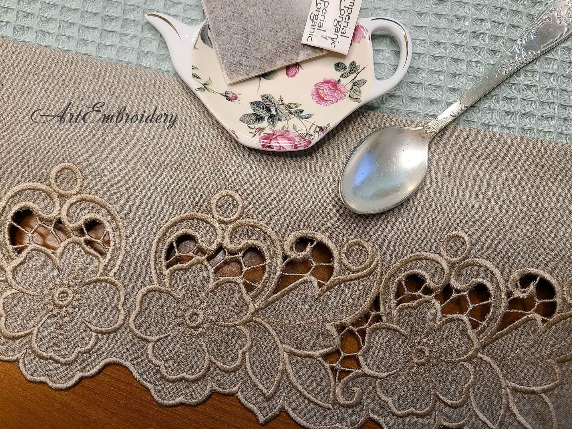 Nico Floral Cutwork Border - Machine Embroidery Design, Hoop 5x7
