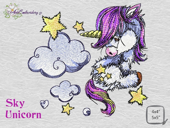Unicorn Star Baby Machine Embroidery Design for a Babies and Children of a series Old Toy  in two sizes for hoops 4x4 and 5x7