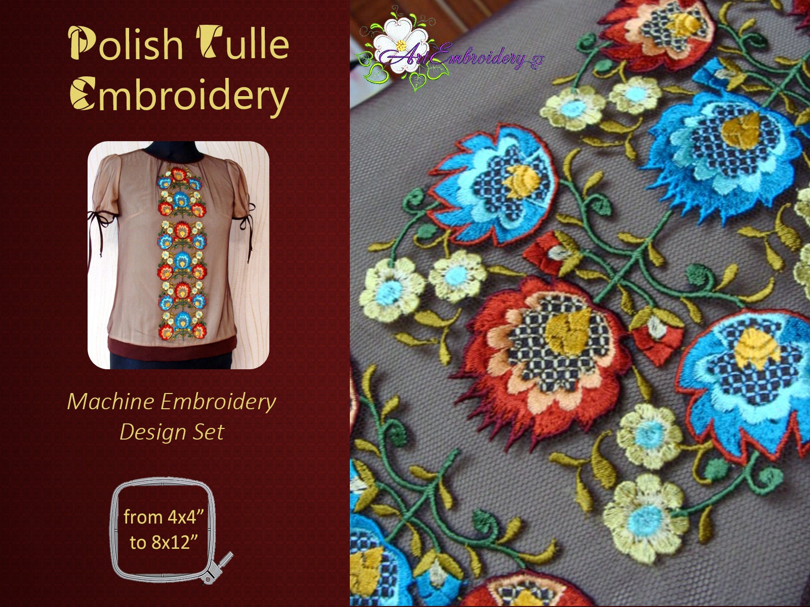 ☆Custype☆Embroidery Craft Set Polish Tulle Embroidery - Machine Embroidery Designs Set for