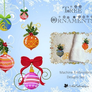 Christmas Tree Ornaments - Embroidery Designs Set for hoop4x4&quot; and 5x5&quot;