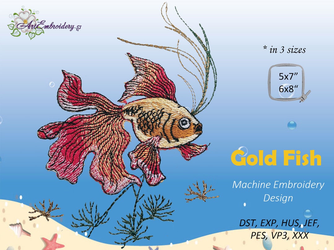 Gold Fish - Machine Embroidery Design in 3 Sizes for Hoop 5x7" and 6x8 ...