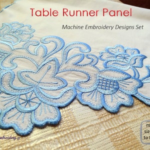Table Runner Embroidery Designs: Floral Cutwork Motifs (Digital Download)