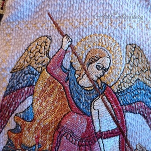 Archangel Michael Slaying the Dragon Machine Religious Embroidery Design in 3 sizes for hoop 5x7, 6x8 and 6x10 image 4