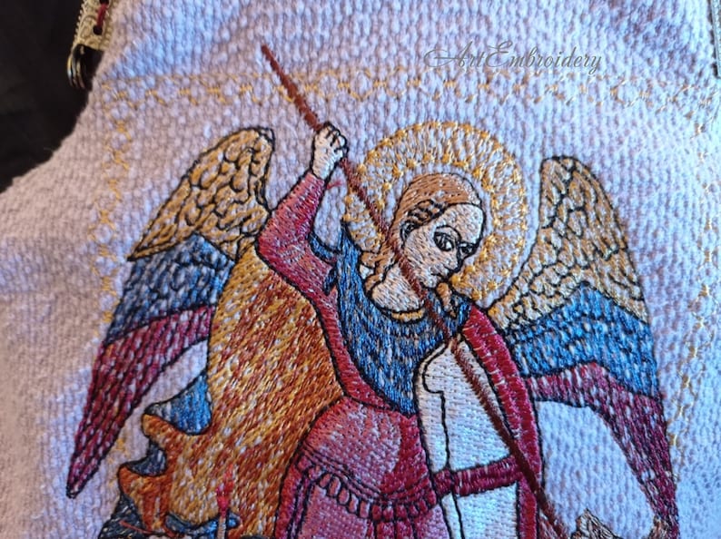 Archangel Michael Slaying the Dragon Machine Religious Embroidery Design in 3 sizes for hoop 5x7, 6x8 and 6x10 image 4