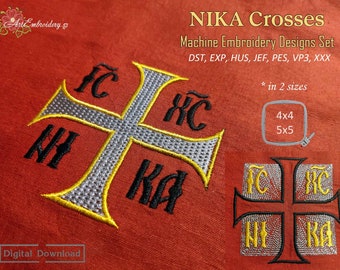 NIKA Crosses - Machine Embroidery Christian  Religious Designs Set in 2 sizes for hoop for 4x4" and 6x6"