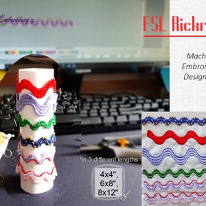 FSL Rick Rack Ribbon Machine Embroidery Designs (4x4, 6x8, 8x12&quot; Hoops) (Digital Download)