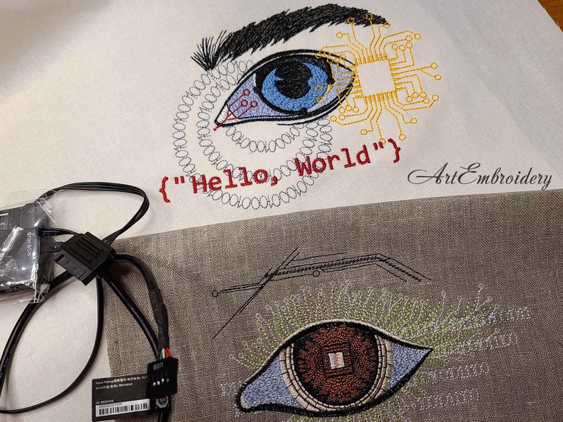 Computerprogrammeur Eye Machine borduurwerk ontwerpen (5 x 7, 6 x 8) (digitale download) afbeelding 9