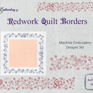 Redwork Quilt Borders - Machine Embroidery Designs Set