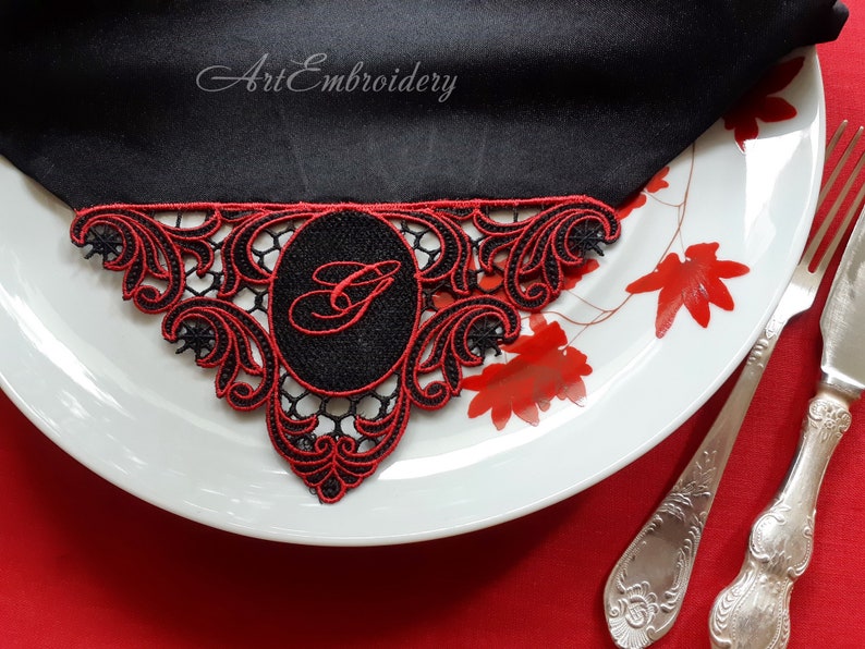 FSL Napkin Corner Monogram Base Machine Embroidery Etsy