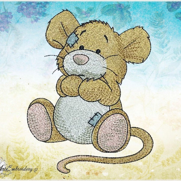 Vole, Meadow Mice or Field Mice of a series "Old Toy" - Machine Embroidery Design for a Babies and Children in two sizes