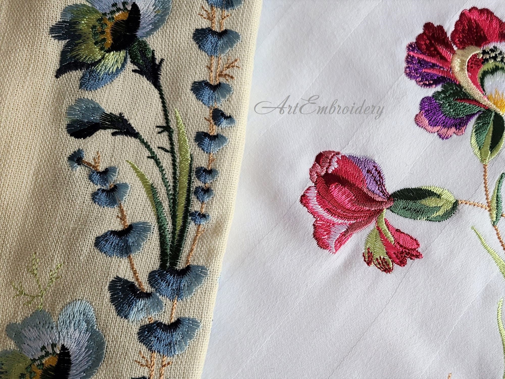 Watercolor Flowers Machine Botanical Embroidery Designs Set Etsy