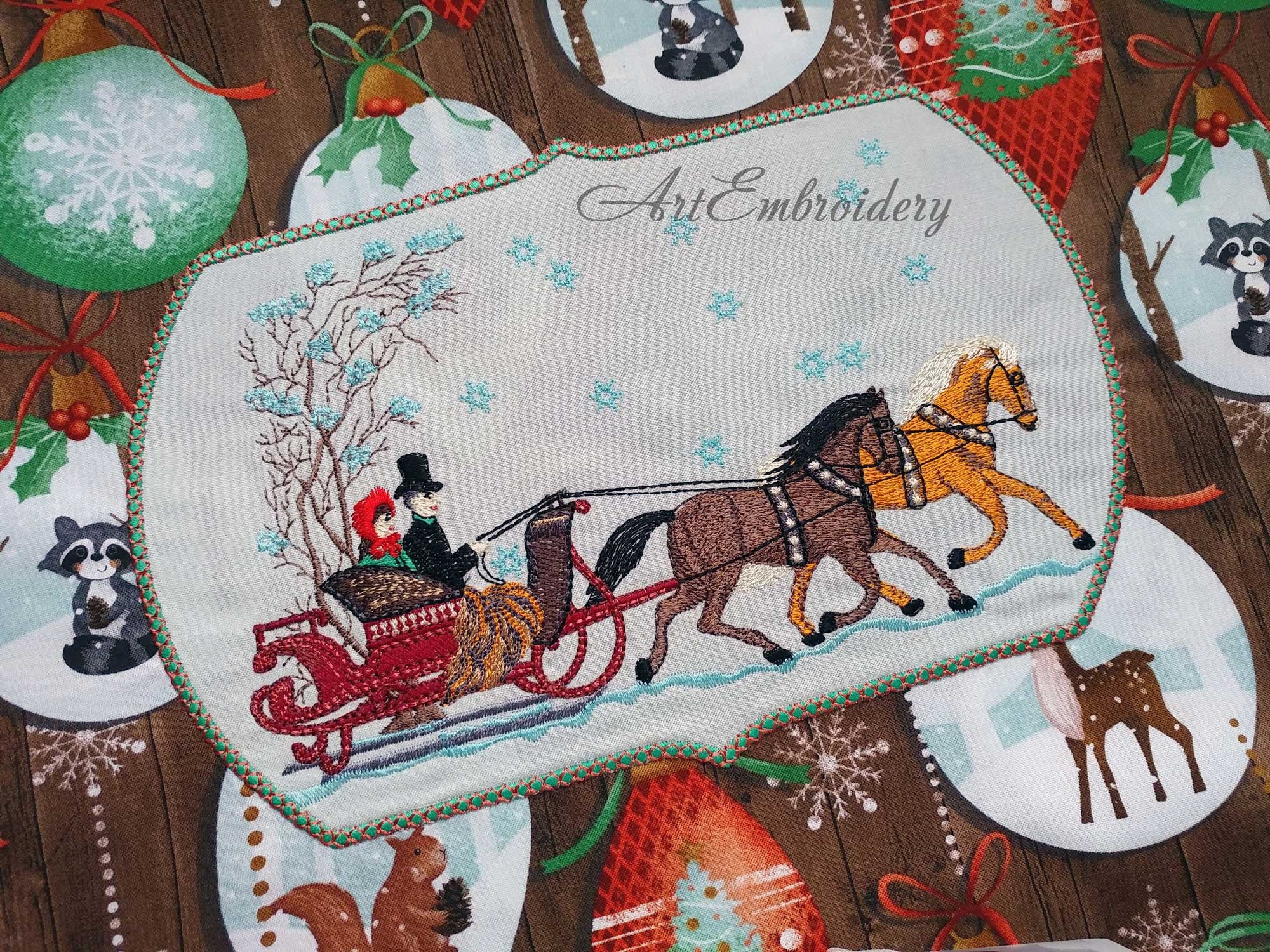 Victorian Christmas Scene Machine Embroidery Design filled Etsy