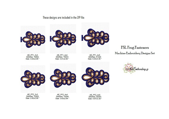 FSL Frog Fastener Embroidery Design: Chinese Knot Closure (digital
