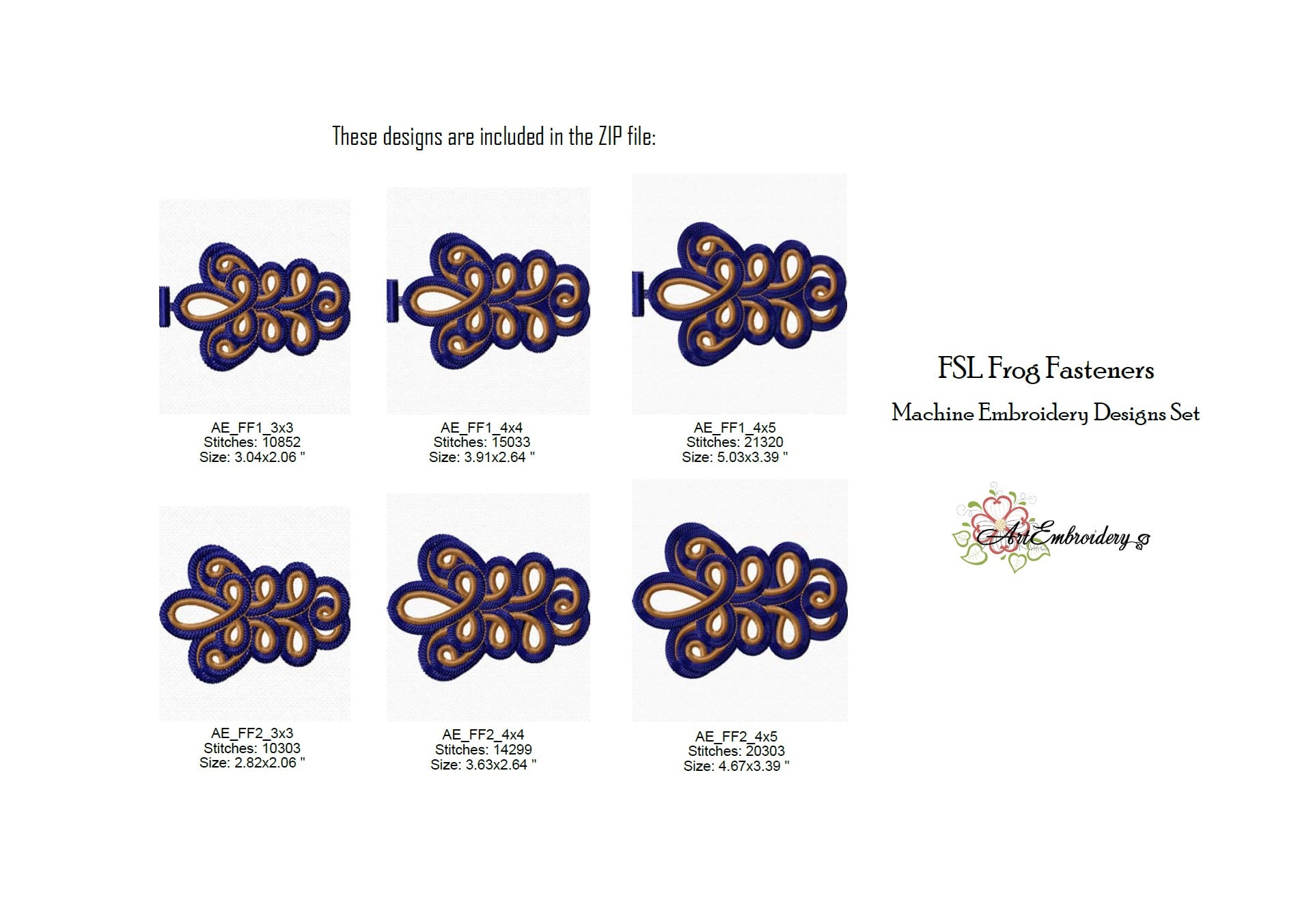 FSL Frog Fasteners – Machine Embroidery Chinese Closure
