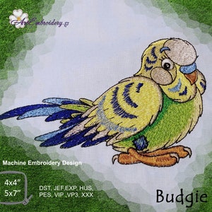 Budgie - Machine Embroidery Old Toy Bird  in two sizes