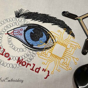 Computerprogrammeur Eye Machine borduurwerk ontwerpen (5 x 7, 6 x 8) (digitale download) afbeelding 4