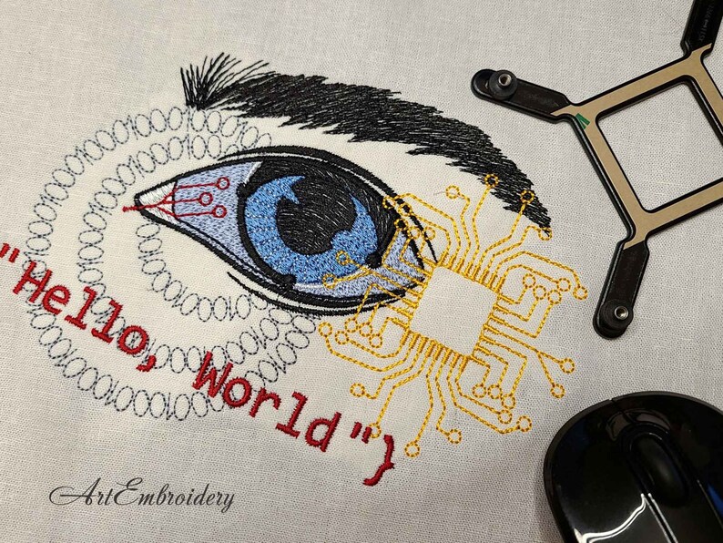 Computerprogrammeur Eye Machine borduurwerk ontwerpen (5 x 7, 6 x 8) (digitale download) afbeelding 4