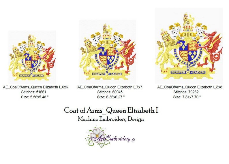 Machine Embroidery Design in three sizes official coat of arms of the