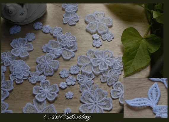 FSL (Free Standing Lace) Flowers - Machine Embroidery Designs Set for hoop  4x4