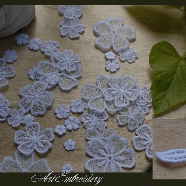 Fiori FSL (Free Standing Lace) - Set di disegni per ricamo a macchina per cerchio 4x4"