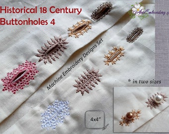 Historische 18-19th Century 4 Knopflöcher - Maschinenstickdateien Set