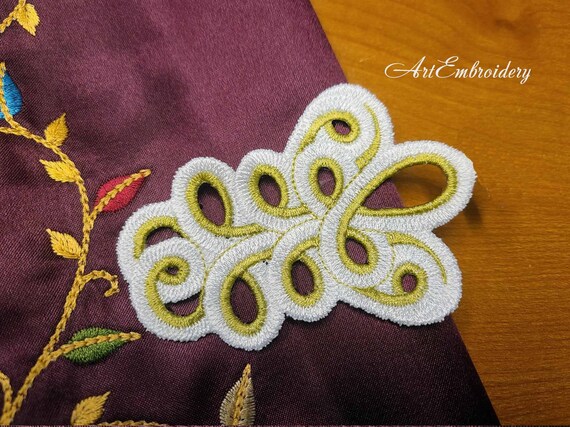 FSL Frog Fastener Embroidery Design: Chinese Knot Closure (digital