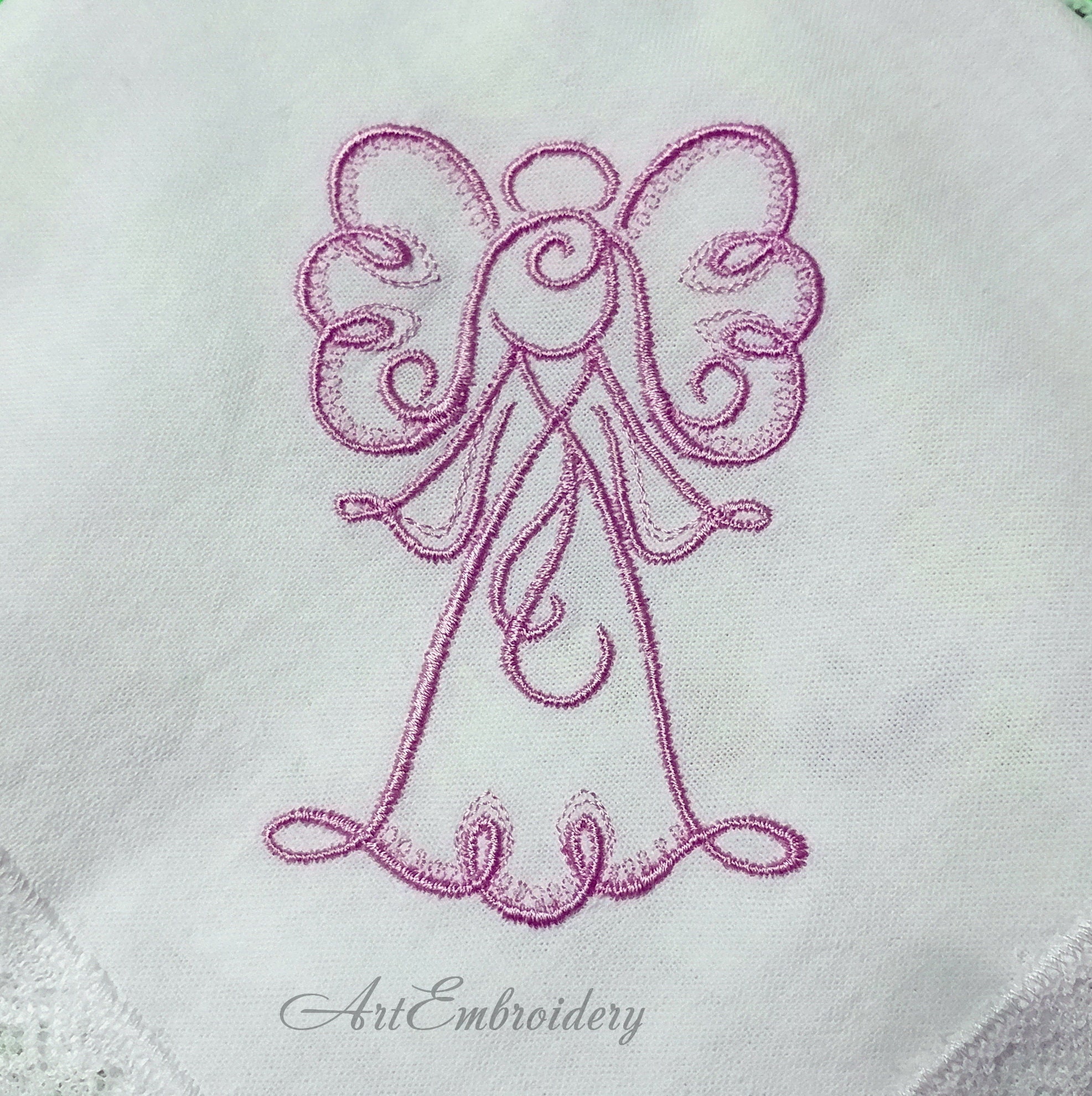 Curly Angel Machine Embroidery Design in Three Sizes for Hoops 4x4 ...