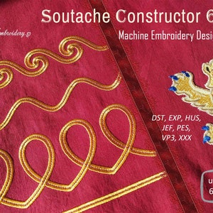May include: A set of machine embroidery designs featuring a lion and a series of wavy lines. The designs are available in multiple formats, including DST, EXP, HUS, JEF, PES, VP3, and XXX. The designs are up to 6 inches by 10 inches in size.
