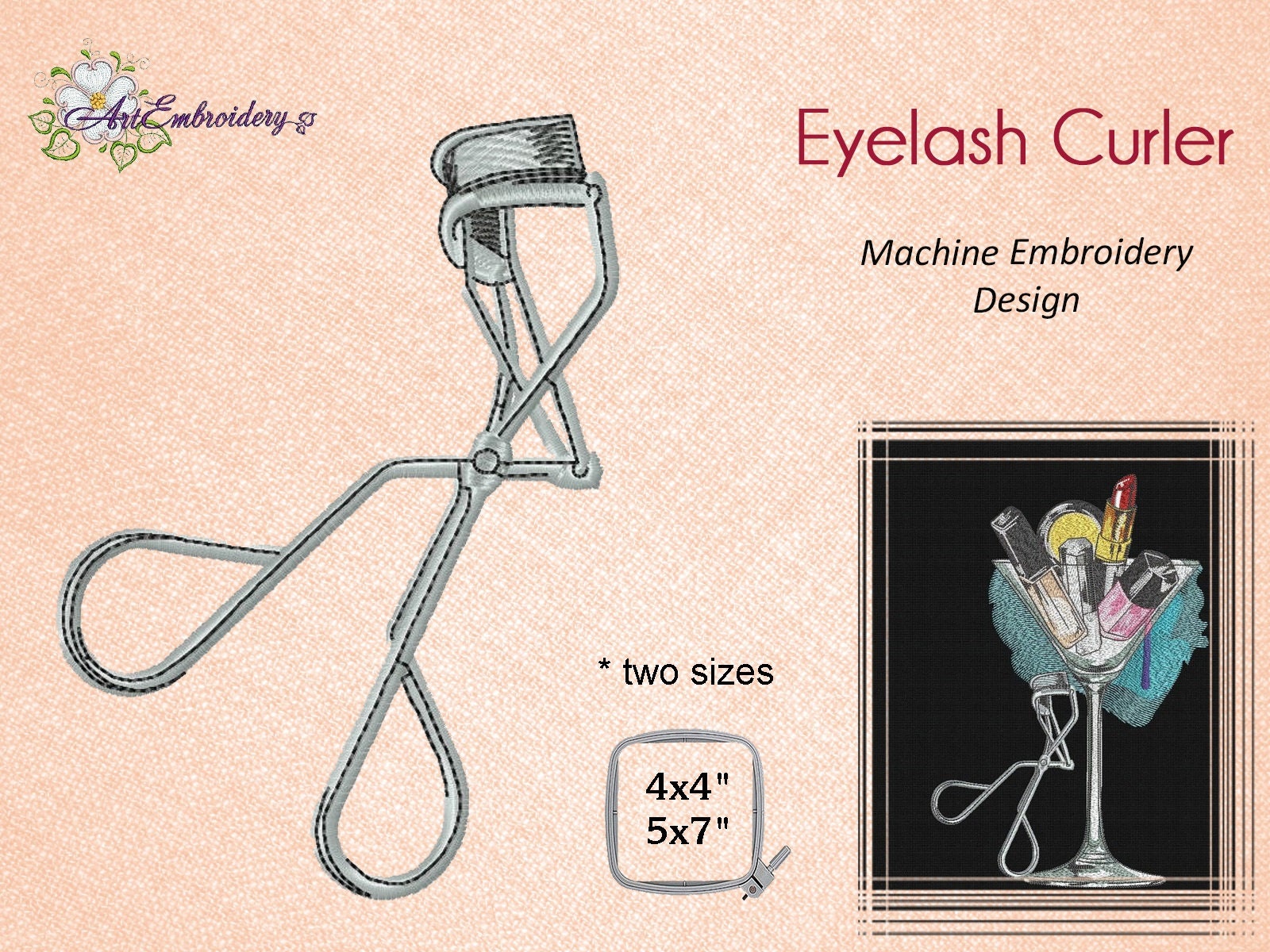 Eyelash Curler Machine Embroidery Design Design of Beauty Etsy