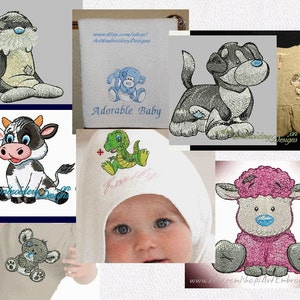 SALE! Pack of Seven (7) Old Toys Animals and other Patched Toys Designs- Machine Embroidery Designs for Babies and Children