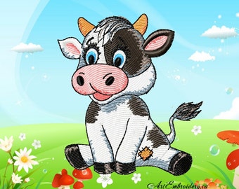 Baby Cow (Bull Calf) - Machine Embroidery Designs Set  for a Babies and Children of a series &quot;Old Toy&quot;