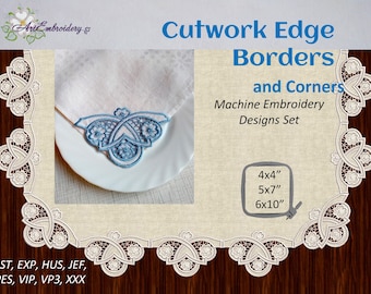 Cutwork Stickmuster Bordüre Designs: Kanten & Ecken Set (4x4 bis 6x10 Hoop)