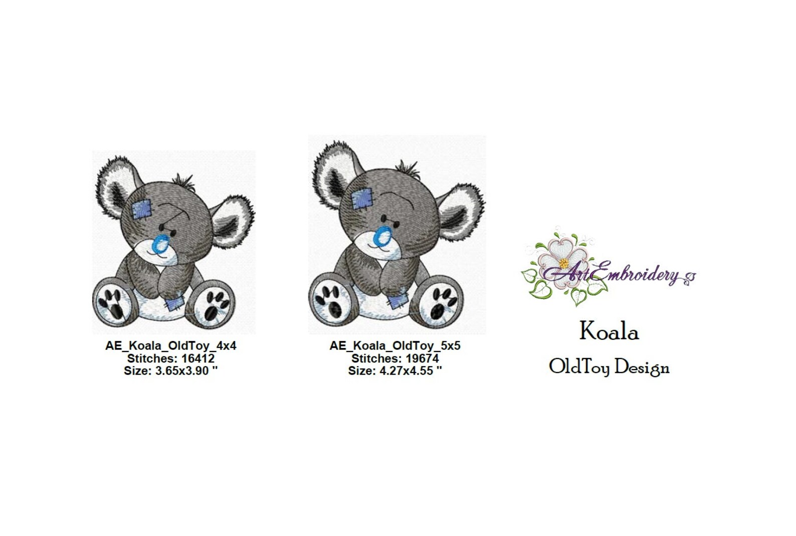 Koala Old Toy Machine Embroidery Design in 2 Sizes Etsy