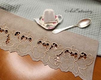 Nico Floral Cutwork Border - Machine Embroidery Design, Hoop 5x7