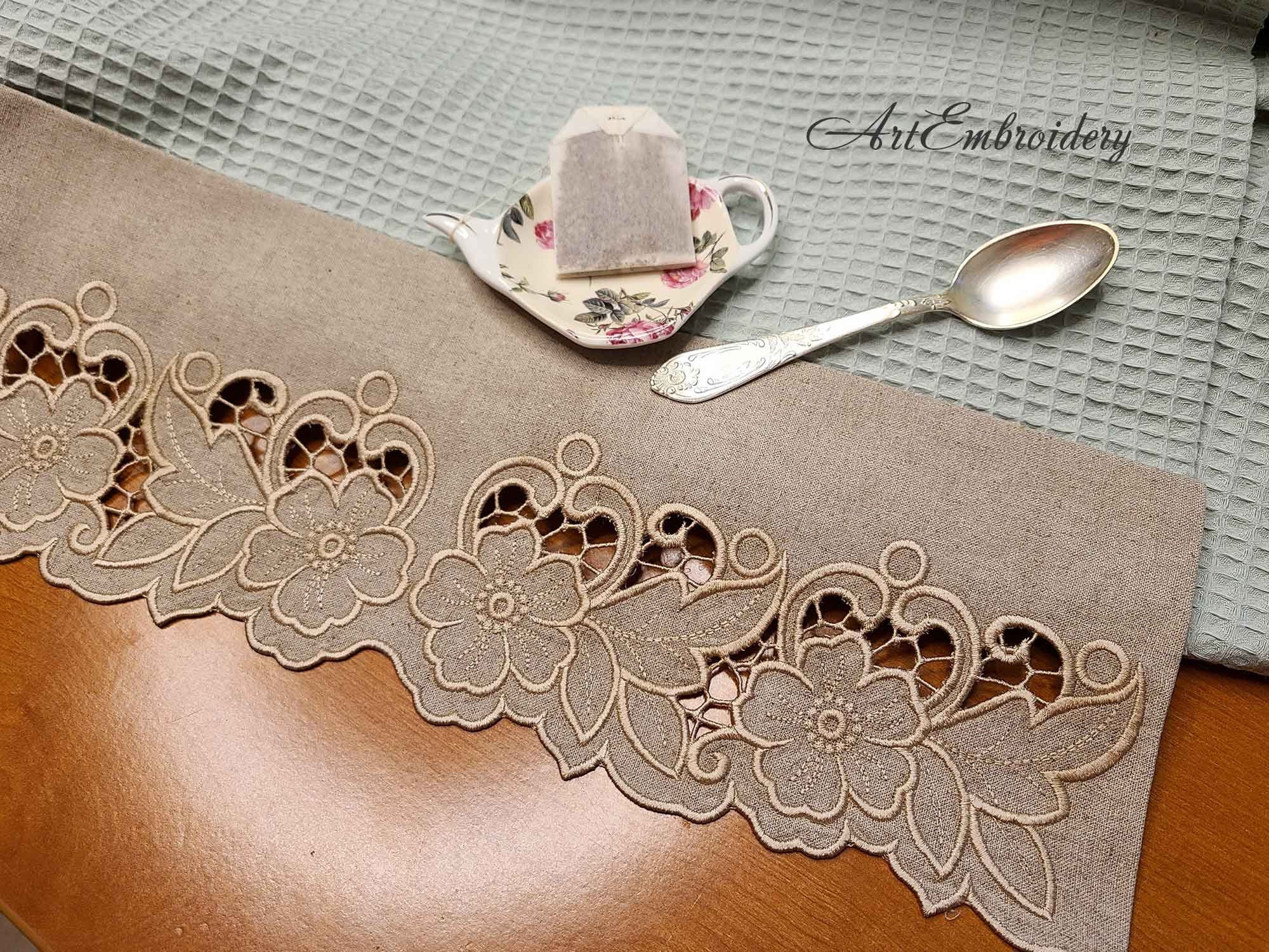 Nico Floral Cutwork Border - Machine Embroidery Design, Hoop 5x7