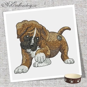 Boxer Dog - Machine Embroidery Patched Animal Design  in Cartoon Style in 2 sizes for hoop for hoops 4x4" and 5x5"