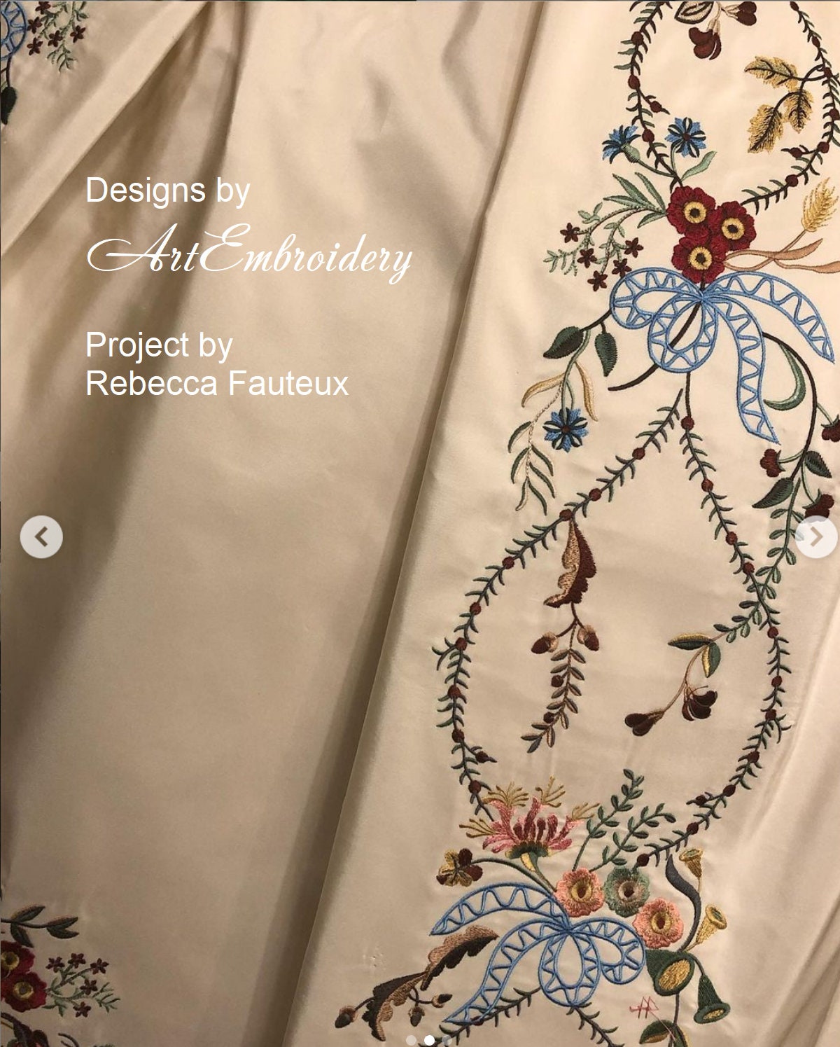 Robe a la Francaise Skirt Panel, 1780s - Machine Embroidery Designs Set for hoop 8x12"