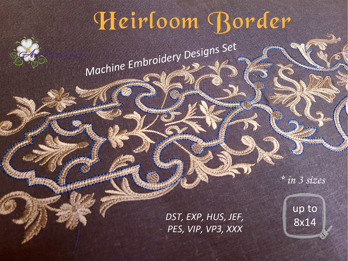 Heirloom border machine embroidery designs set for  etsy Heirloom border machine embroidery designs set for  etsy