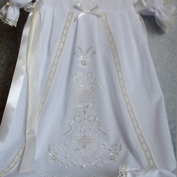 Vintage Christening Gown and Bonnet Designs Set - Machine Embroidery Designs Set for Infant Boy or Girl Christening / Baptism Ceremony.