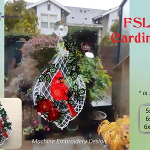 FSL Cardinal Stickerei freistehende Spitze Weihnachtsvogel Design in fünf Größen