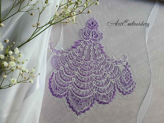 Rebecca Tulle Embroidery Motif: Light Lace Design (8x12