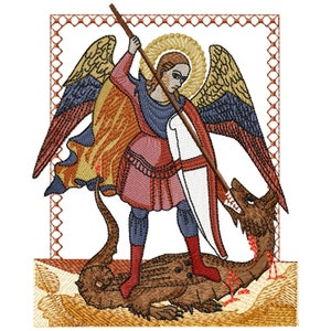 Archangel Michael Slaying the Dragon Machine Religious Embroidery Design in 3 sizes for hoop 5x7, 6x8 and 6x10 image 8