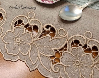 Nico Floral Cutwork Border: Machine Embroidery Design