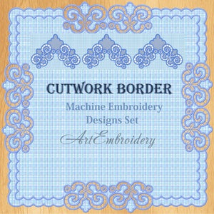 Cutwork Border and Corners Set - Richelieu Machine Embroidery Design from  free-standing motives for doily, table cloth, skirt hem