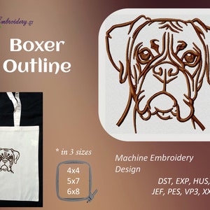 Boxer Outline - Machine Embroidery Design in 3 sizes